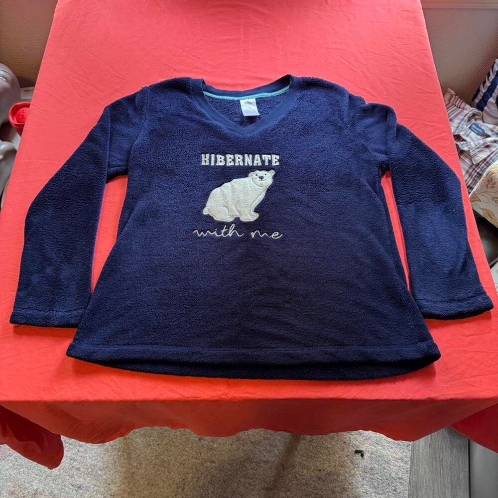 Navy blue Secret Treasures Sleepwear long sleeve shirt w white polar bear Size L